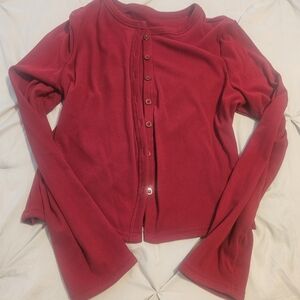 Women's Red Button-Up Top